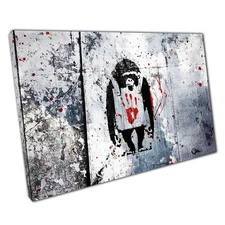 Banksy Inspired Monkey with Red Hand Canvas Print - Urban Street Art for Home