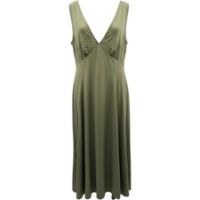 Old Navy Womens Olive Green V-Neck Sleeveless Midi Dress Empire Waist Large NWT