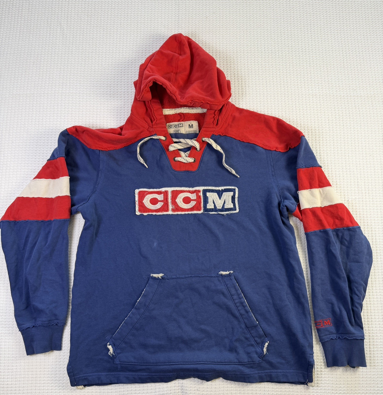 CCM Hoodie Men’s Medium Blue Lace Up Pull Over Vintage NHL Playoffs