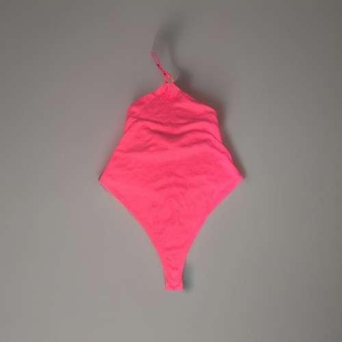 Wild Fable Ribbed Rosette Bodysuit Sleeveless Halter Pink Size XXS Clothing