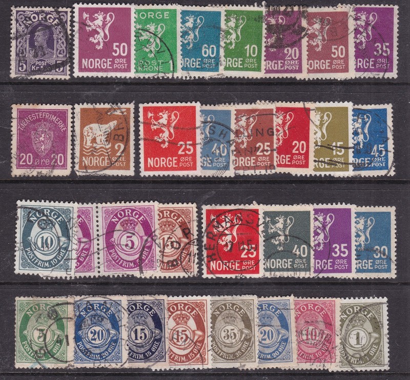 NORWAY^^^^x32  used     CLASSICS( Lions & numerals)   @rum919nor19
