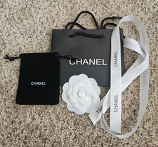 "EMPTY BOX SET" Chanel Gift Set Bag, Velvet Jewelry Pouch, Flower & Ribbon Set