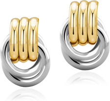 Chunky Gold Knot Earrings Statement Earrings for Women Gold Plated Dupes Geometr