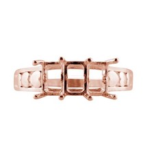 Semi Mount Octagon 4X6MM Faceted Cut Wedding Ring Sterling Silver