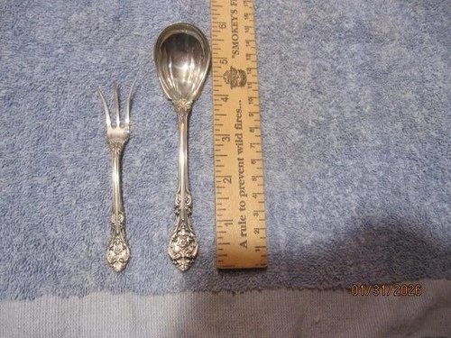 Gorham King Edward Sterling Silver Lemon fork & Sugar Spoon