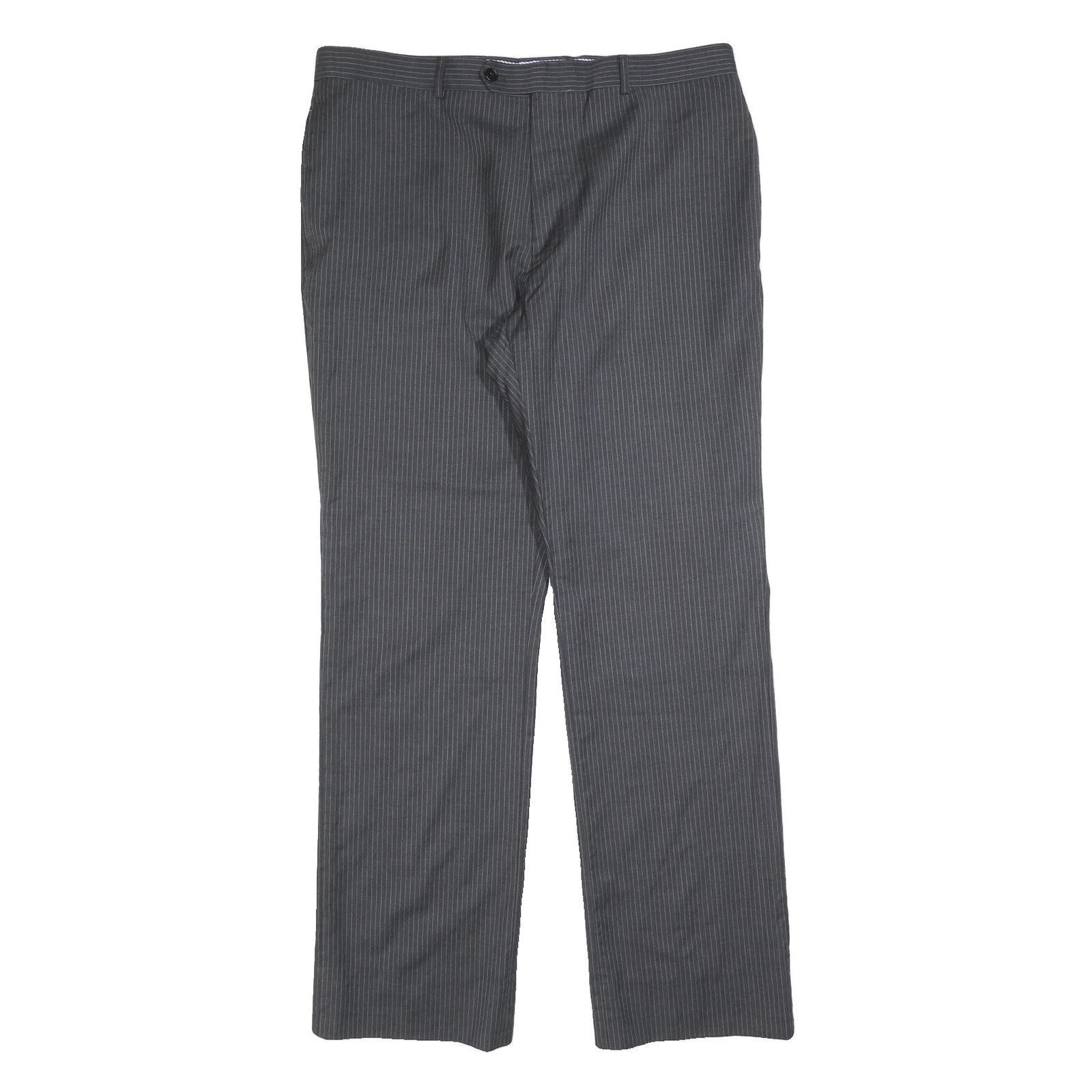 TOMMY HILFIGER Hombre Gris Lana Regulares Recta Pantalones W38 L34 Rayado