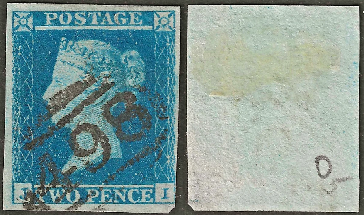 Two Penny Blue in Great Britain Victoria Line-Engraved Stamps for