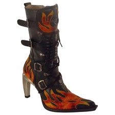 Stivali donna tacco alto New Rock punta stivale fiamma tacco metallo M9591 7024