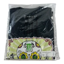 Monster Energy Men's Medium T-Shirt Day of the Dead Skull Black Tee Mexico