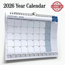 2026 Year Planner Calendar Month to View Large Spiral Bound Desktop Wall Hanging
