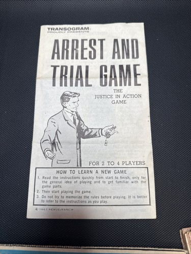 ARREST AND TRIAL GAME TRANSOGRAM GAMES 1963 Replacement Parts As Shown READ - Picture 2 of 5