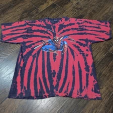 Vintage 90s Spiderman Shirt Mens XL Red Universal Studios Tie Dye Single Stitch 