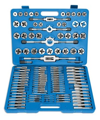 Laser 4554 110-teiliges metrisches Gewindebohrer- und Schneideisen-Set mit verstellbaren Gewindebohrern und Schneideisenhaltern