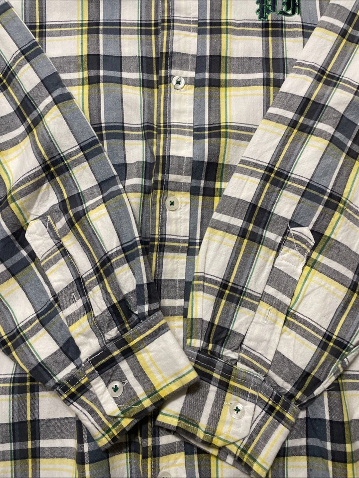 Camisa Phat Farm Niños XL Manga Larga Cuadros Abotonada Gris Amarillo Espalda GRÁFICO Foto 2 de 4