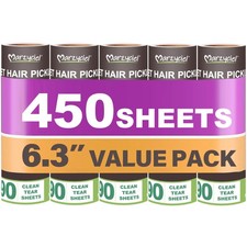 Extra Sticky Large Surface Lint Roller Refills 6.3 Inch 450 Sheets 5 Rolls