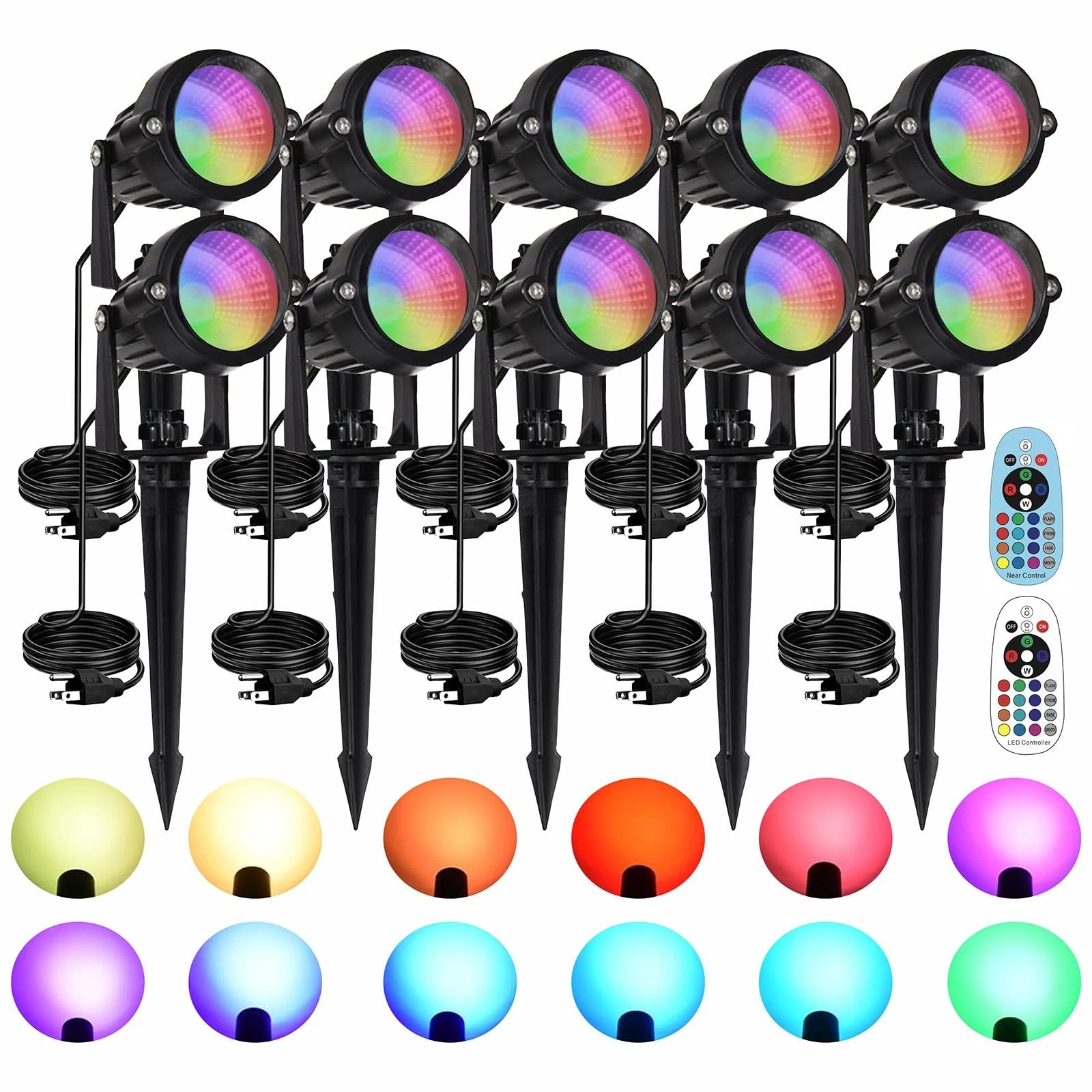 10W RGBW LED Landscape Lights Spot Lights Outdoor for Yard Garden Decor Spotl...