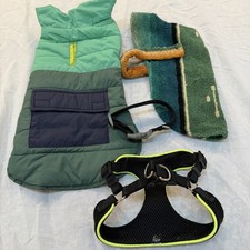 Lot Dog Clothes Coat, Harness, And Cooling Towel dog Collar