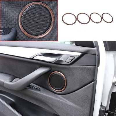 Fit For BMW X2 F39 2018-2021 Wood Grain Door Speaker Bezel Frame Cover Trim 4PCS