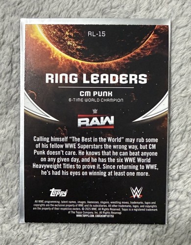2025 Topps Universe WWE CM Punk Ring Leaders Galaxy Parallel #RL-15 - Picture 2 of 2