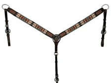 Showman Leather Argentina Cow Leather Breast Collar w/ Aztec Beaded Inlay