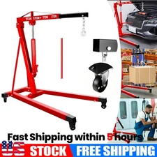 2T Hydraulic Engine Hoist Engine Stand, Folding Motor Hoist Ram Jack  Lift Crane
