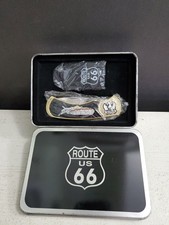 US Route 66 Folding Knife & Windproof Lighter In Metal Tin Krooked Knife Company