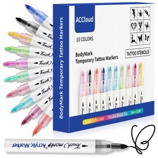 Temporary Tattoo Markers for Skin Drawing Pens, 10 Body Markers 10 Colors-C