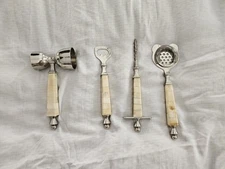 🍸Darren Ransdell 4-Piece Bar Tool Set – Bone Handles, MCM Elegance! 🍸🦴✨