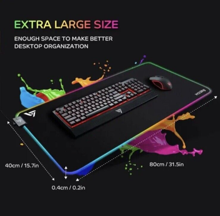 VictSing gaming mouse pad large antislip mat RGB lights PC247A 80cm