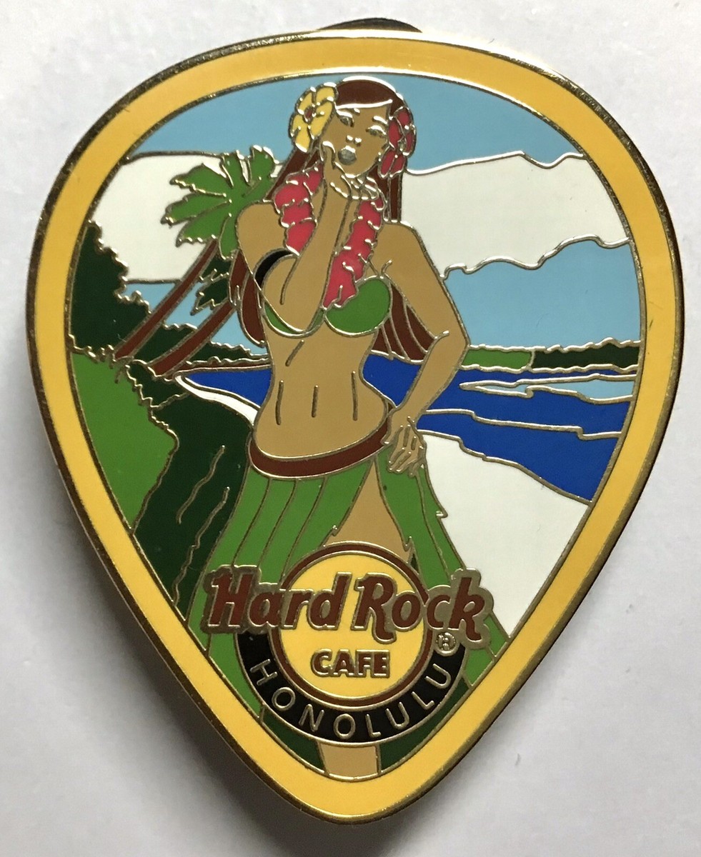 Huge Hard Rock Cafe Pin Badge Honolulu Hawaii Hula Girl