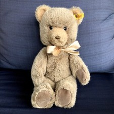 Steiff Teddy Bear Plush 15 Seated Posable Brown German Doll Beige Bow 0205/35