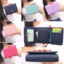 Women's Small Leather Wallet Folding Card Holder Coin Purse Clutch Mini Handbag