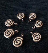 Lot of 7 Copper Plated Tribal Spiral  3/4" Long Findings