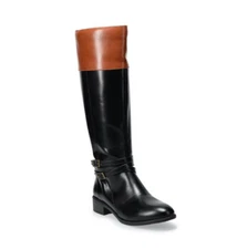 SO Trixie Womens Two-Tone Black / Brown cognac  Riding Boots SZ 7
