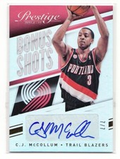 CJ McCollum 2014-15 Panini Prestige Bonus Shots Gold Premium Auto #7/7 BLAZERS