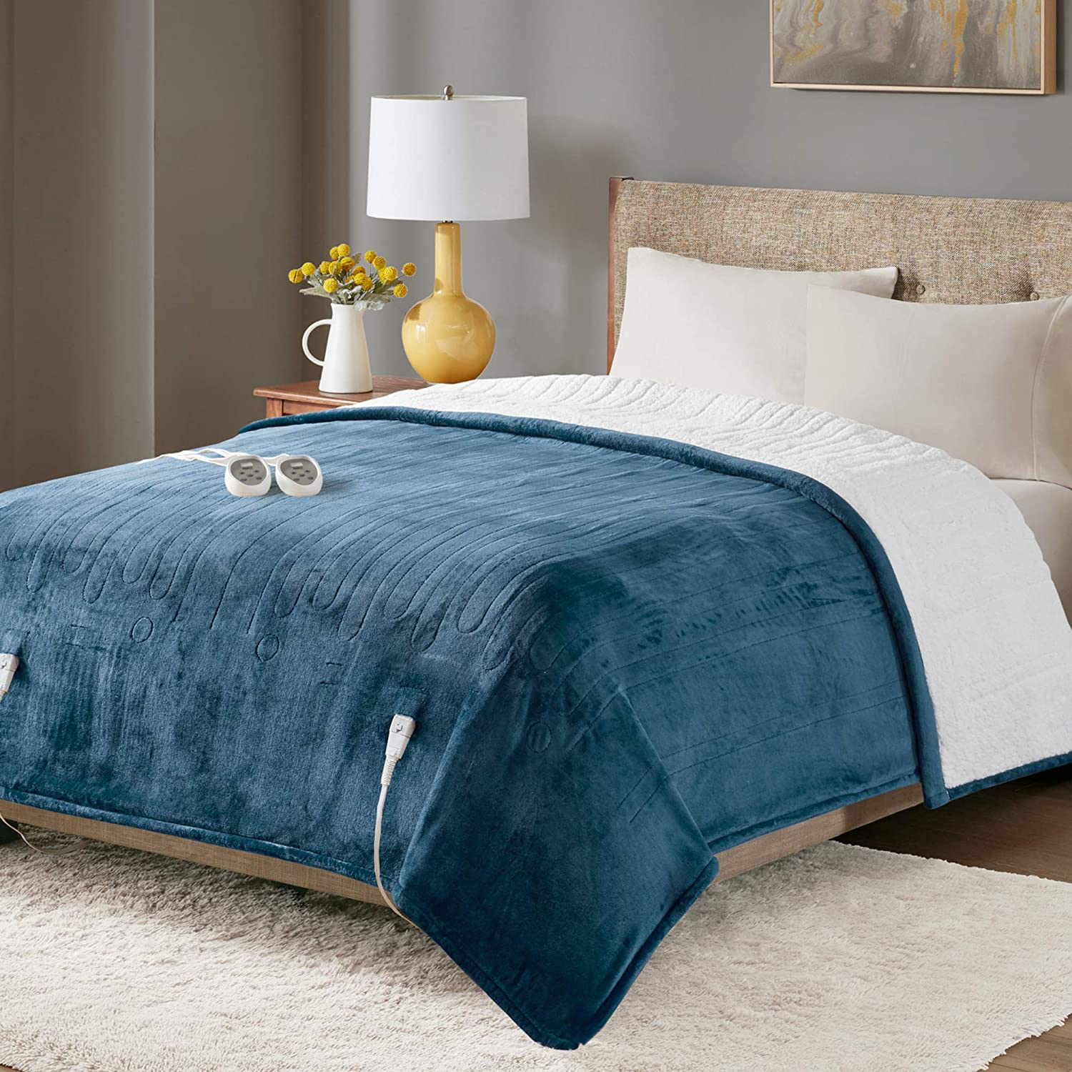 Sherpa Soft Dual Control Electric Blanket King Size, Heating Blankets |  Washable | eBay