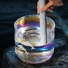 432Hz7"F Heart Chakra Clear Dolphin Bowl Alchemy Crystal Singing Bowl Sound Heal