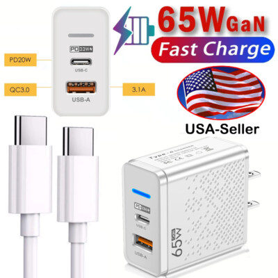 65W GAN Charger USB Type C Charger Phone Charger For Xiaomi Android Cell Phone