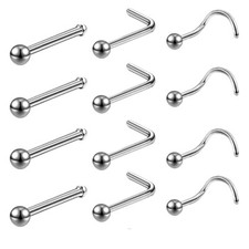 10-100pcs 2mm Ball Nose Stud Bone Stainless Steel Screw L Shaped Body Piercing