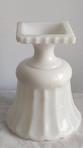 Vintage Milk Glass Pedestal Paneled Urn Vase - Picture 9 of 10