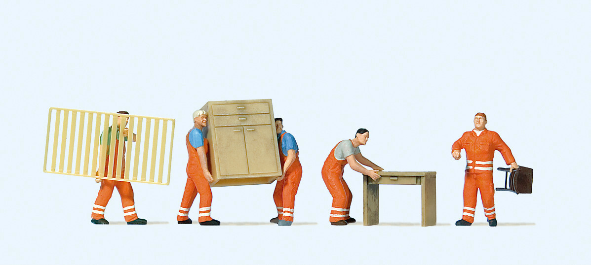 Preiser 10714 Bulky Waste Disposal Figure Pack HO NEW