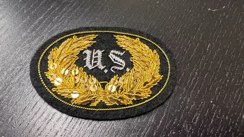 Civil War Union Officer "U.S." Embroidered LARGE Kepi / Hat Insignia - NEW