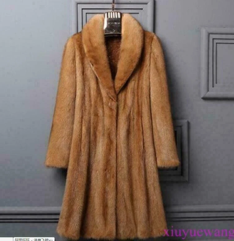 Real Mink Fur Long Thick Winter Ladies Coat Lapel Jacket Warm Parka Size M-4XL - Image 2 of 4