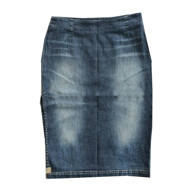 Damen Jeansrock Stretch Rock blau Bleistiftform schmal mit Schlitz Gr. XS - S