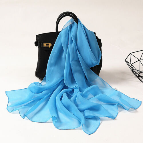 Long Soft Chiffon Scarf Plain Sheer Wrap Shawl Womens Large Stole Neck Scarves♧ - Picture 25 of 93
