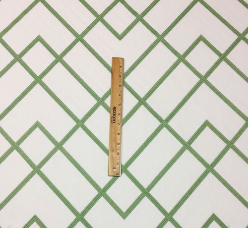 BALLARD DESIGNS IMPERIAL TRELLIS GRASS GREEN EMBROIDERED FABRIC BY THE YARD 51"W - Picture 4 of 6