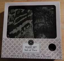 Modern Expressions Scarves Set of 2 Black/Animal