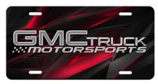 GMC Trucks Motorsports Aluminum Vanity license plate Tag New Silver Black Red