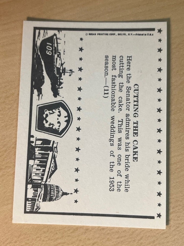 1963 President John F Kennedy Trading Card 11, NMMT, Cutting The Cake