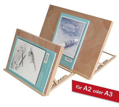 Tischstaffelei Zeichenbrett + Workstation f. A2 oder A3, Buche FSC, Malen Skizze